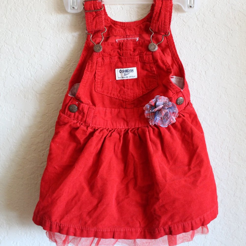OshKosh B'gosh red corduroy overall jumper dress